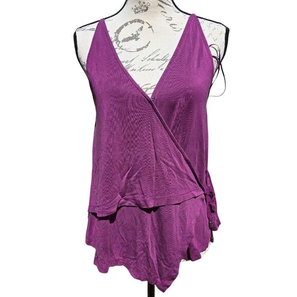 Free People Magenta Purple Wrap‎ Tie Top Small - Picture 2 of 10